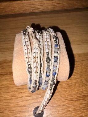 Chan Luu labradorite crystal leather wrap bracelet